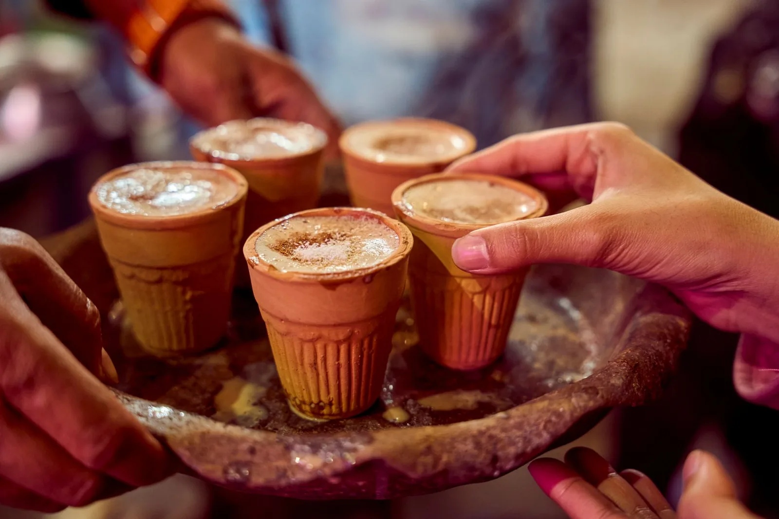 Masala chai served in traditional clay kulladhs