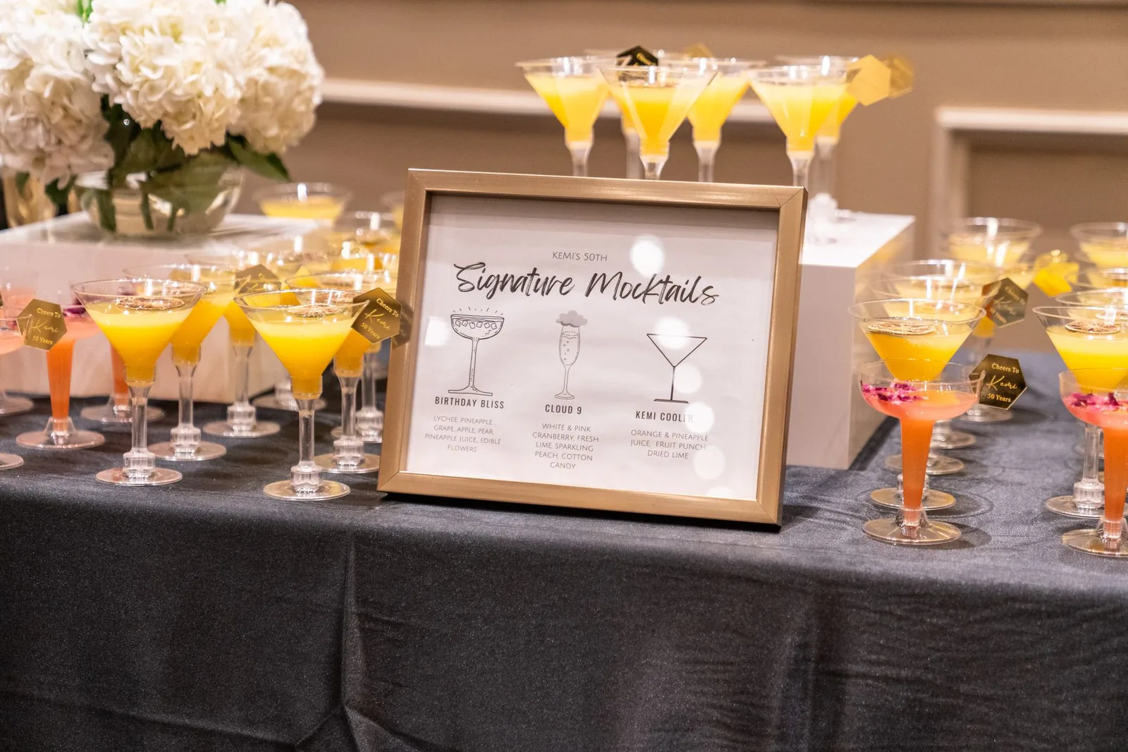 A display of colourful mocktails and fresh sodas