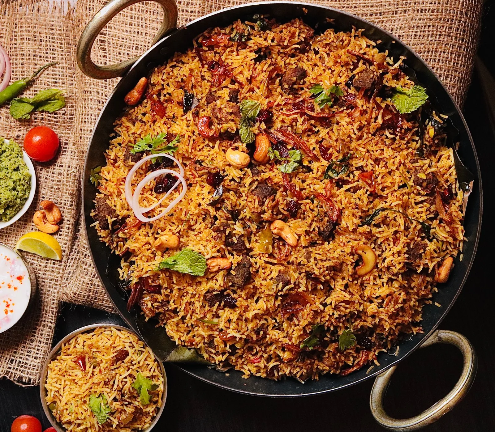Lucknowi biryani, layered and whole-spiced